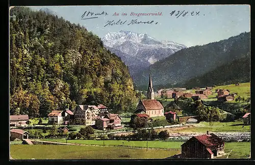 AK Au, Teilansicht mit Wald und Bergen