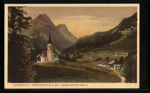 AK Schröcken, Teilansicht mit Künzelspitze