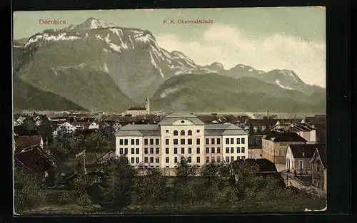 AK Dornbirn, Teilansicht mit K. K. Oberrealschule