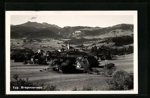 AK Egg, Ortsansicht mit Wiesen