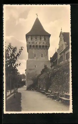 AK Hermannstadt, Tuchmacherturm mit Strassenpartie
