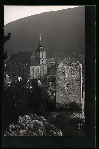 AK Brasov, Ortsansicht mit Kirche