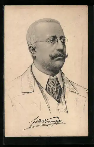 Künstler-AK Portrait von Friedrich Alfred Krupp im Halbprofil