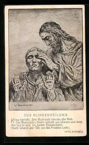 Künstler-AK Gedicht Zur Blindenheilung von Otto Michaeli
