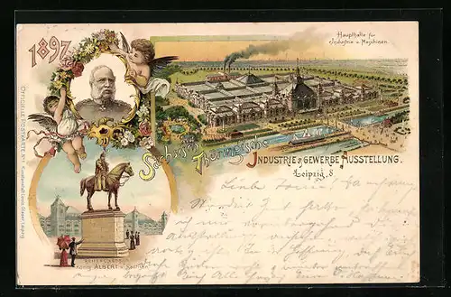 Lithographie Leipzig, Sächsisch-Thüringische Industrie- & Gewerbe-Ausstellung 1897, Haupthalle für Industrie & Maschinen