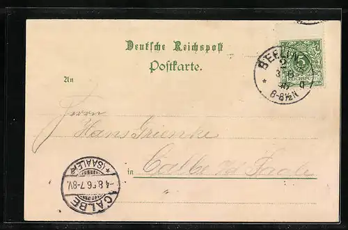 Lithographie Berlin, Berliner Gewerbe-Ausstellung 1896, Totalansicht mit Spandauer Turm und Tor