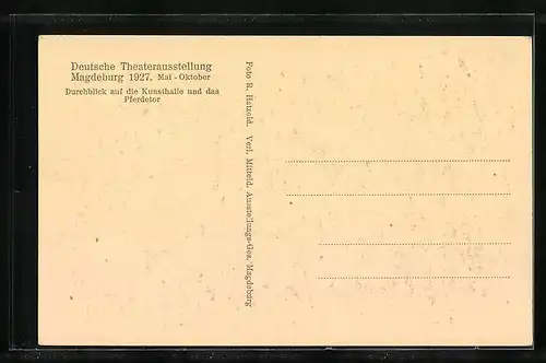 AK Magdeburg, Deutsche Theaterausstellung 1927, Durchblick auf die Kunsthalle und das Pferdetor