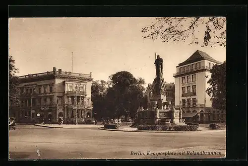 AK Berlin, Kemperplatz mit Haus am Tiergarten und Rolandbrunnen