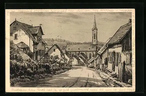 Künstler-AK Oberreifenberg i. T., Siegfriedstrasse mit Landheim der Schillerschule Frankfurt a. M.