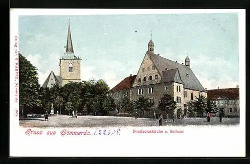 AK Sömmerda, Bonifaciuskirche und Rathaus