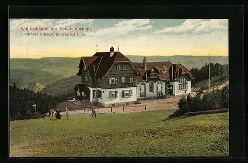 AK Oberhof i. Th., Waldschänke Veilchenbrunn, Strasse Zella-St. Bl.