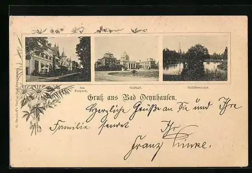 AK Bad Oeynhausen, Am Kurpark, Soolbad, Goldfischteich