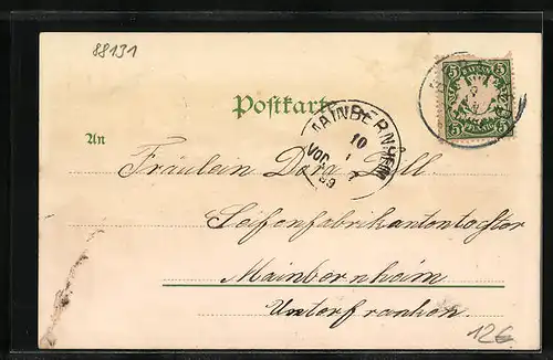 Lithographie Lindau i. B., Hafenpartie aus der Vogelschau