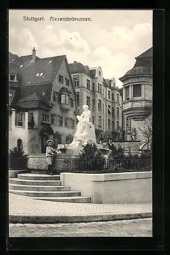 AK Stuttgart, Alexanderbrunnen und Junge