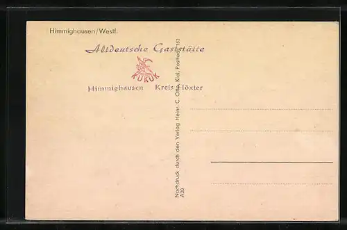 AK Himmighausen /Kr. Höxter, Altdeutsche Gaststätte, Innenansicht