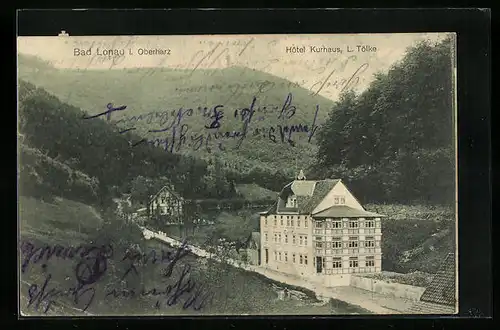 AK Bad Lonau /Harz, Hotel Kurhaus mit Strasse aus der Vogelschau