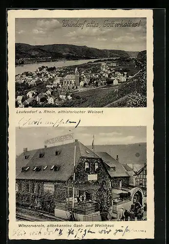 AK Leutesdorf a. Rh., Wein- und Gasthaus Winzerverein, Ortsansicht