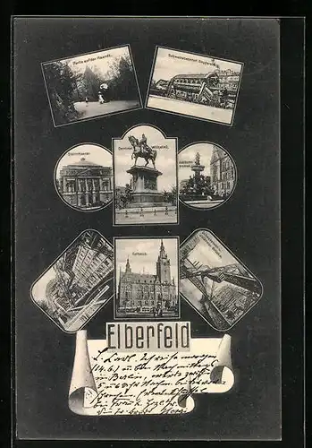 AK Elberfeld, Stadttheater, Schwebebahnhof Döppersberg