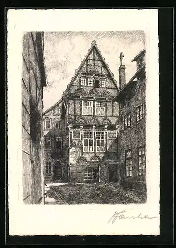 Künstler-AK Minden i. W., Darstellung vom Wittekindhaus