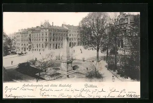 AK Zittau, Haberkornplatz mit Hotel Reichshof