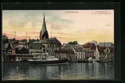AK Flensburg, Hafenpartie a. d. Schiffbrücke
