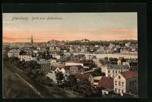 AK Flensburg, Panoramablick vom Ballastberg