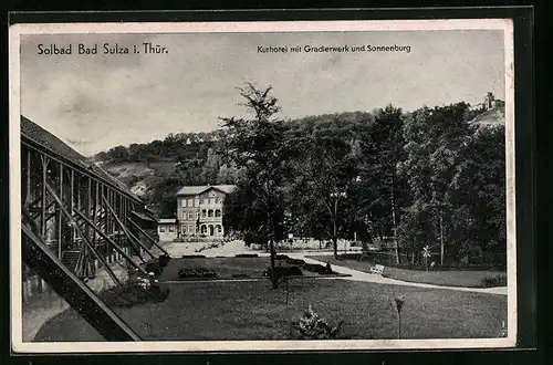 AK Bad Sulza / Thür., Kurhotel mit Gradierwerk und Sonnenburg