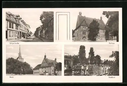 AK Sömmerda, Lange Strasse, Markt, Rathaus, Stadtbad