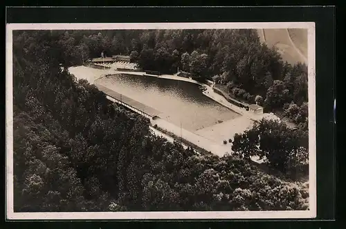 AK Rastenberg i. Thür., Waldschwimmbad aus der Luft gesehen