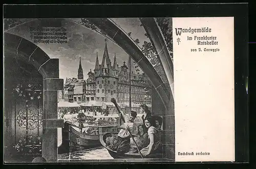 AK Frankfurt / Main, Wandgemälde im Ratskeller