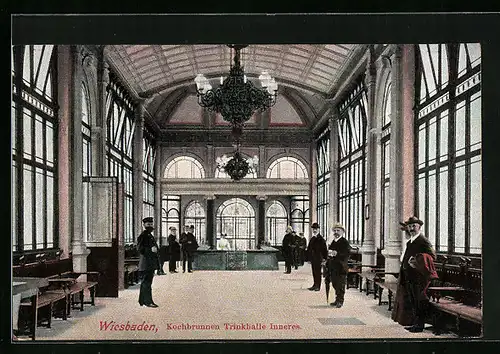 AK Wiesbaden, Kochbrunnen in der Trinkhalle