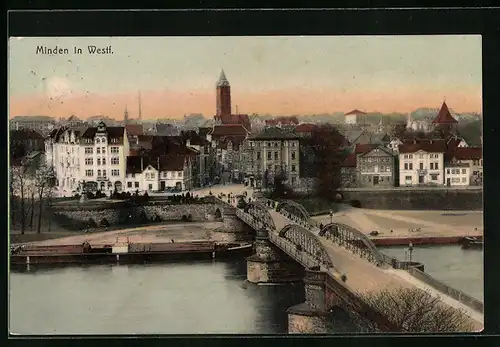 AK Minden i. W., Teilansicht aus der Vogelschau