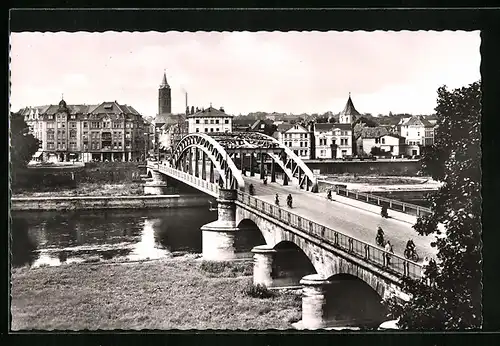 AK Minden i. W., Weserbrücke und Stadt
