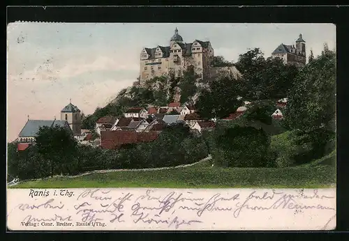 AK Ranis i. Th., Teilansicht mit Burg