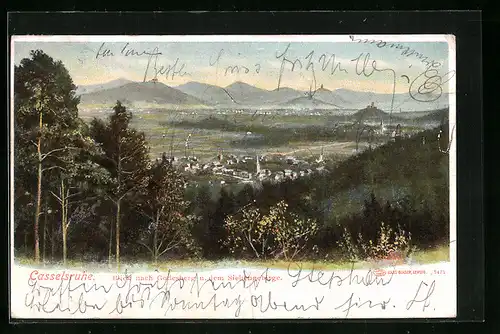 AK Casselruhe / Bonn, Blick nach Godesberg und Siebengebirge