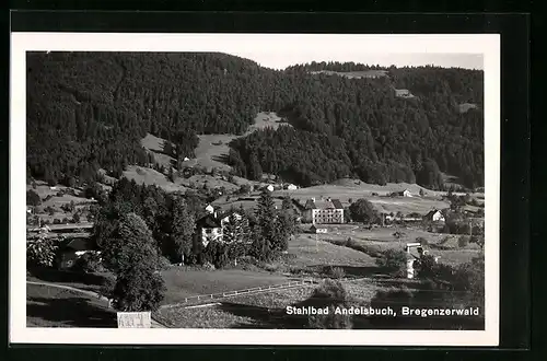 AK Andelsbuch, Teilansicht mit waldiger Umgebung