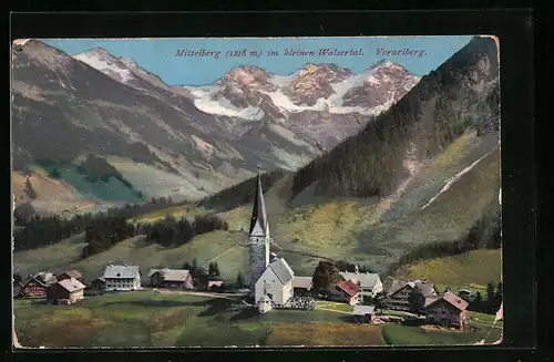 AK Mittelberg, Ortsansicht mit Umgebung aus der Vogelschau