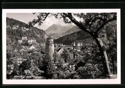 AK Feldkirch, Teilansicht mit Turm und Gurtisspitze