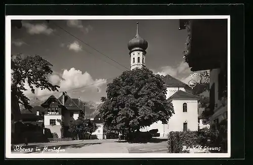 AK Schruns im Montafon, Strassenpartie bei der Kirche