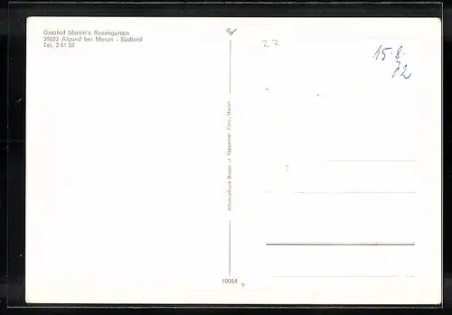 AK Algund bei Meran, Gasthof Martins Rosengarten - Innenhof mit Gästen