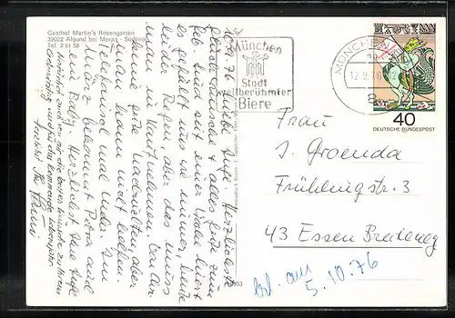 AK Algund bei Meran, Gasthof Martins Rosengarten