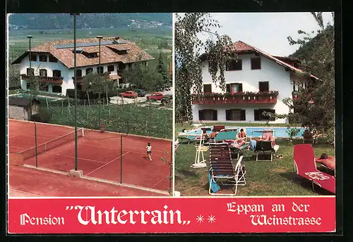 AK Eppan an der Weinstrasse, Pension Unterrain mit Tennisplatz und Swimming Pool
