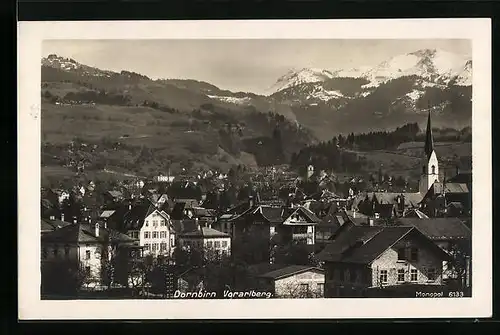 AK Dornbirn, Teilansicht mit Gebirgskette