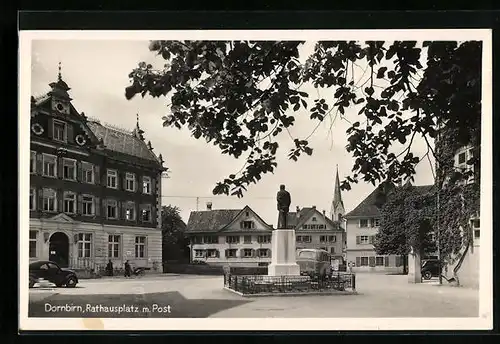 AK Dornbirn, Rathausplatz mit Post