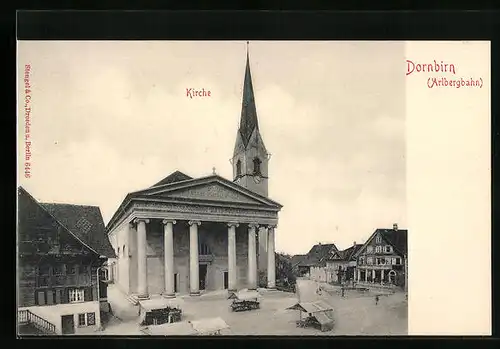 AK Dornbirn, Ortspartie mit Kirche