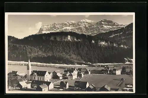 AK Bezau, Teilansicht mit schneebedecktem Canisfluh