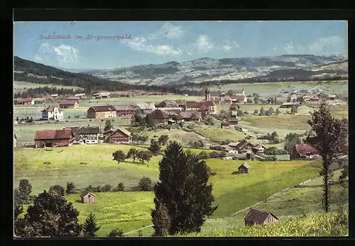 AK Andelsbuch, Gesamtansicht mit grüner Umgebung und Fernblick