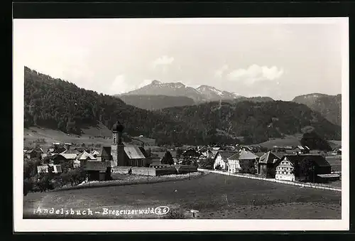 AK Andelsbuch, Panorama des Ortes mit Strasse