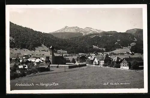 AK Andelsbuch, Ortsansicht mit Blick auf Hangspitze