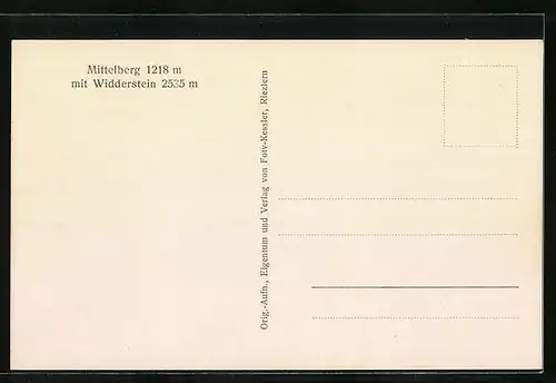 AK Mittelberg, Ortspartie mit Widderstein im Winter